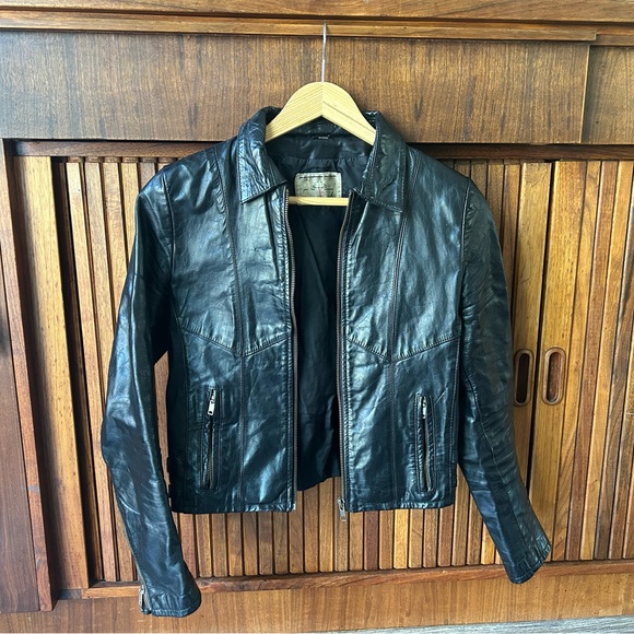 Vintage Black Leather Coat - Picture 1 of 12
